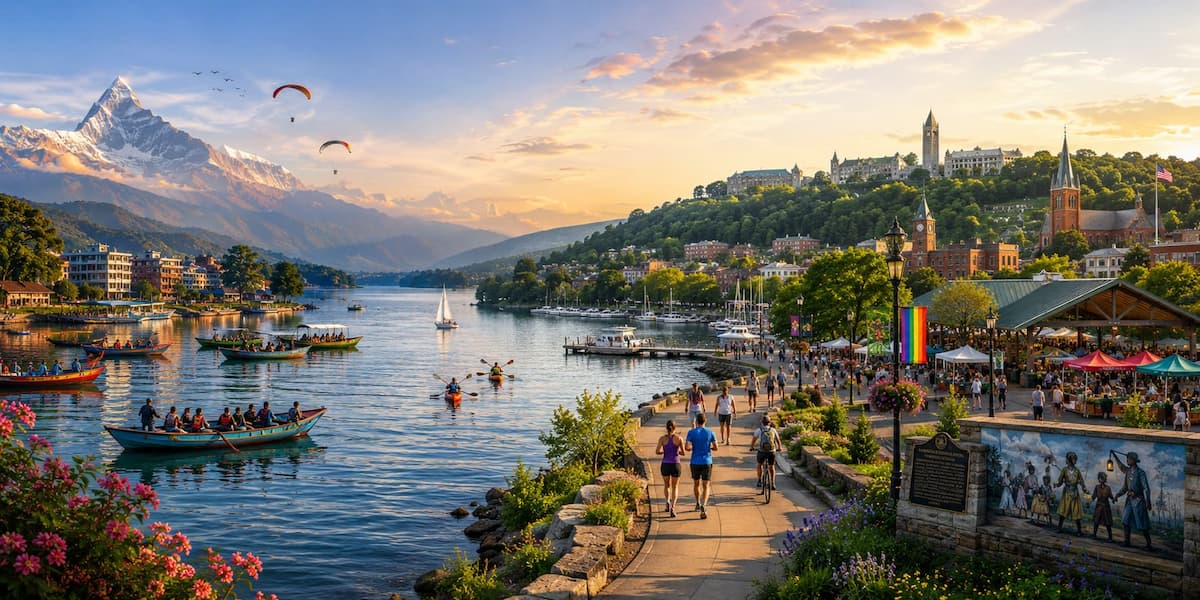 Ithaca and Pokhara panorama artwork