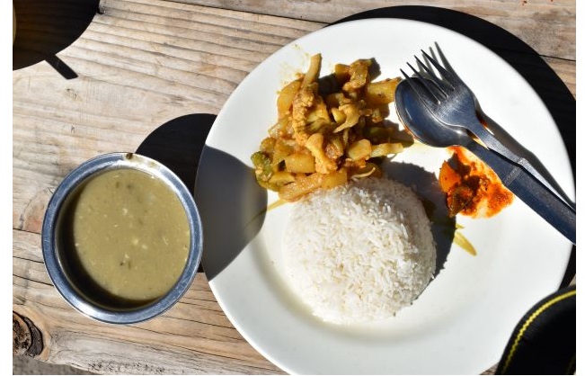 Nepali national dish, daal-baht-tarkari